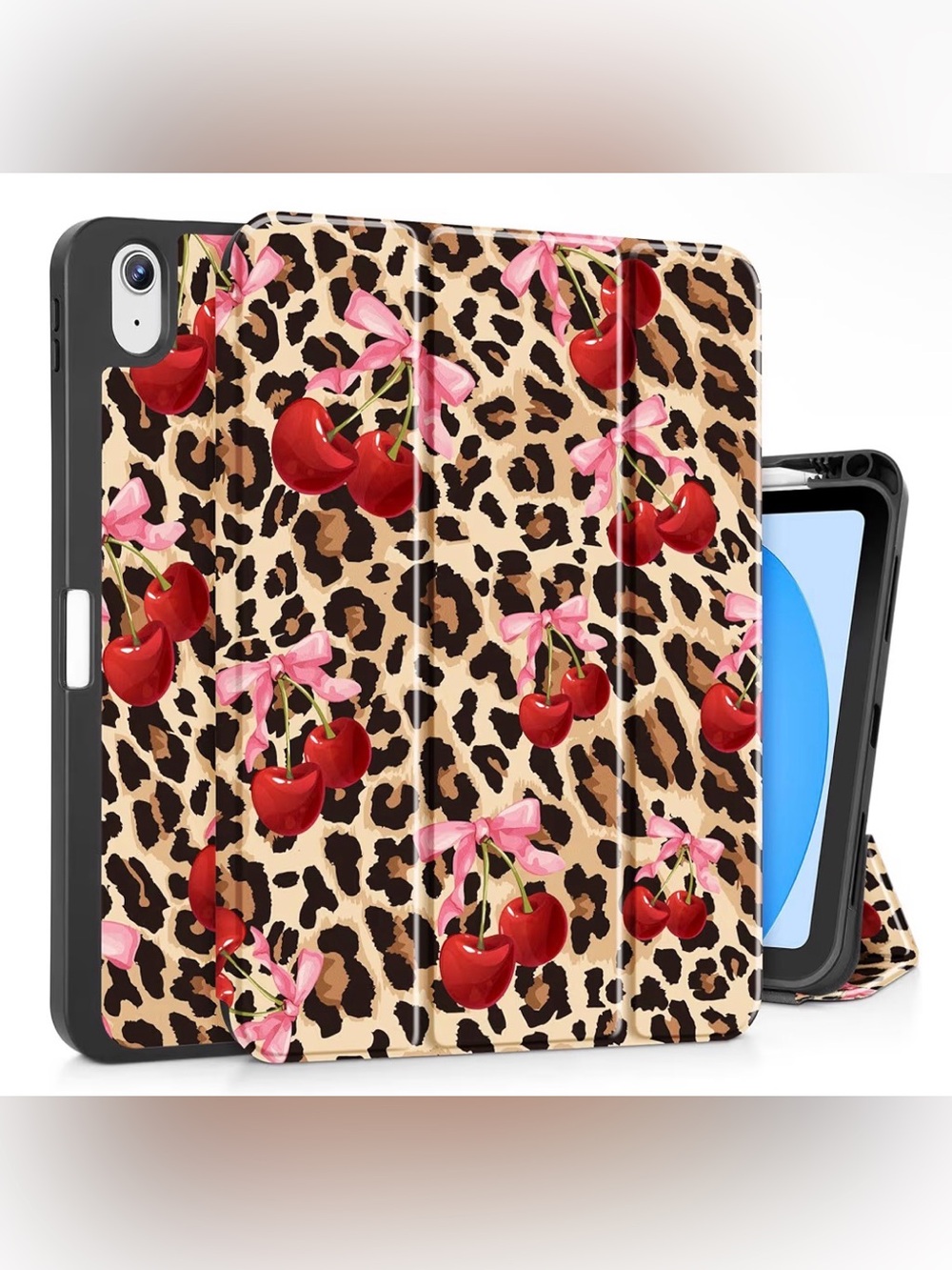 Leopard Cherry APPLE IPAD A16 (11”) Case Cover - Pink & Red 10th 11th generation
